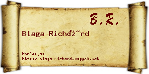 Blaga Richárd névjegykártya