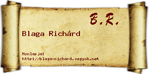 Blaga Richárd névjegykártya
